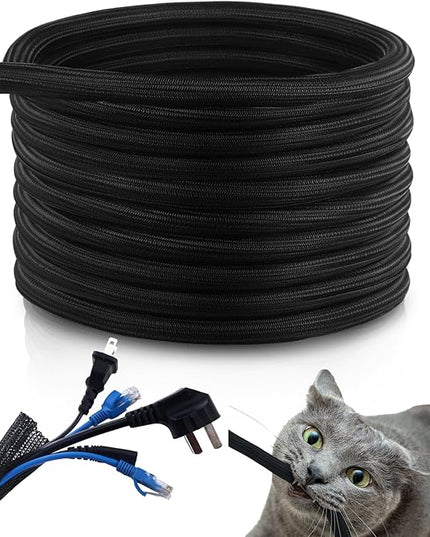 Pangda 50ft Split Wire Loom Tubing Flame Retardant Braided Cable Sleeve Split High Temperature Cable Conduit Auto Wire Conduit for Industrial Electrical Tinsel Automotive Marine(50 Ft, 1/2")
