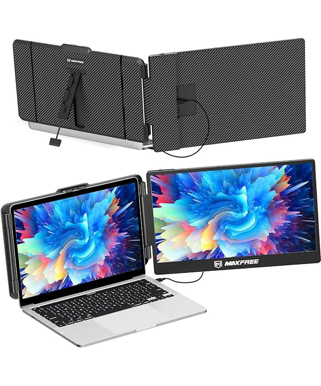 Maxfree Laptop Screen Extender, S1 14'' Laptop Monitor Extender Dual Screen Plug & Play, 1080P FHD Portable Monitor for 13.3-17'' Laptops, Compatible with macOS/Windows/Dex/Android/Switch/PS5