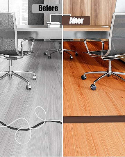 Floor Cord Cover Self Adhesive Cord Hider,10FT Cable Management, Extension Strip Protector for Wires, Prevent Cable Trips for Offices, Gyms, Exhibitions Cavity:0.47"(W) x 0.35"(H) Coffee