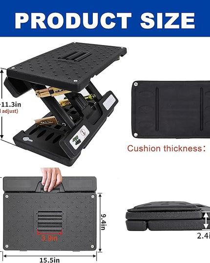 Adjustable Foot Rest and Footstool Under Desk, Ergonomic Leg Rest with Massage Roller, Height & Angle Adjustable, Detachable Cushion for Office and Home (Black)