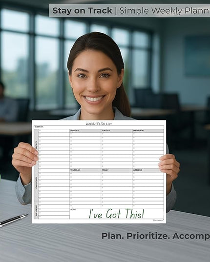 Life Charge Weekly To Do List Planner Notepad, 60 Page Task Planning Pad with Daily Checklist, Priority To-Do Checkboxes & Notes, Desk Notebook for Office Organization & Productivity, 11 x 8.5