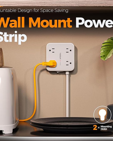 Surge Protector Power Strip, TESSAN 5 FT Flat Extension Cord with 8 AC Outlets 3 USB Ports (1 USB C), 900 Joules Protection, 3-Sided Wall Plug Extender, Desk Charging Station for Office, Dorm