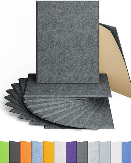 12 Pack Acoustic Panels Self Adhesive Sound Proof Foam, High Density Sound Acoustic Panel, 16X12X0.4 Inch 4:3 Rectangle Panels in Home, Office, Reccording Room, Studio (Moonlight Grey)