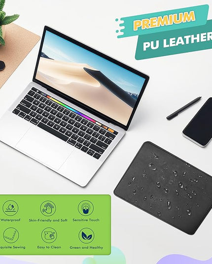 Mouse Pad, PU Mouse Pad，Leather Mouse Pad with Stitched Edge Micro-Fiber Base with Non-Slip Waterproof，Mouse Pad for Computers，Laptop, 8x11Inch (Black)