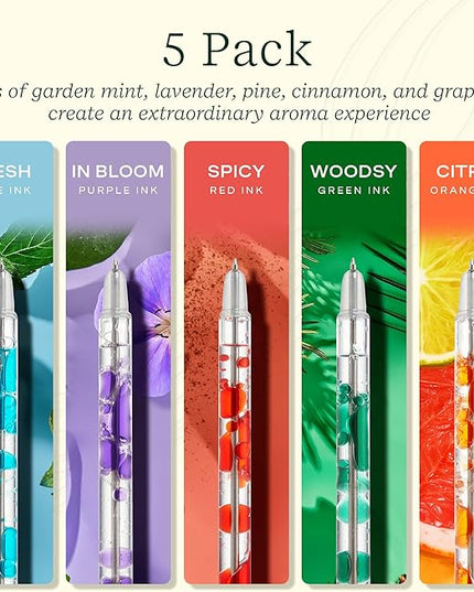 Lifelines Scented Lava Gel Pen Set, 5-Pack (Multi-Color) - 0.5mm Colored Gel Pens Infused with Scented Essential Oil Blends & Mesmerizing Lava - School Supplies for College Kids & Adults