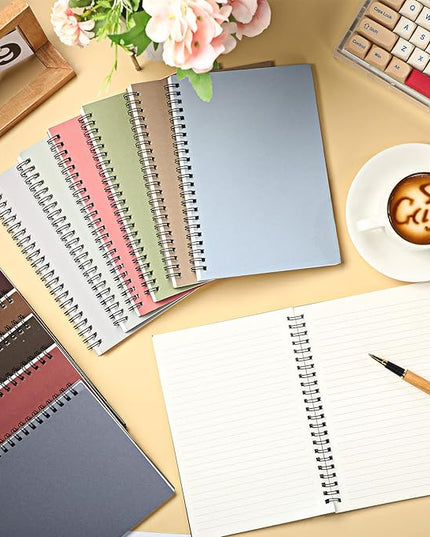 Fuutreo 12 Pcs Spiral Notebook for Work A5 8.3 x 5.7 Inch College Ruled Spiral Journal Notebook Kraft Cover Ruled Paper, 12 Color, 60 Sheets, 120 Pages for Office School(Morandi Color)