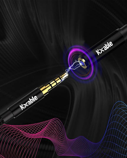 Kxable 3.5mm Headphone Extension Cable 25FT, 4 Pole TRRS 1/8 inch Male to Female Stereo Audio Cord, Nylon Braided, Microphone Compatible, for Headphone, iPad, Smartphone, Media Players, Tablet- Slim