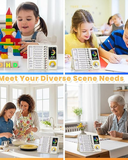 5 IN 1 Visual Timer for Kids/Adults with Chore Chart, ADHD Tools 12/24H Silent Task Timer and Pomodoro Timer, ADHD & Autism Sensory Products, Visual Schedule for Kids Back to School Supplies Off-white