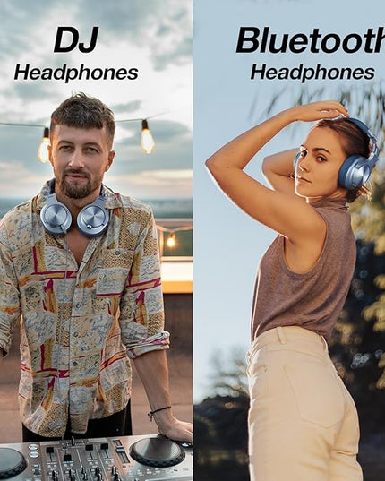 OneOdio A70 Bluetooth Over Ear Headphones, Wireless Headphones w/ 72H Playtime, Hi-Res, 3.5mm/6.35mm Wired Audio Jack for Studio Monitor & Mixing DJ Guitar AMP, Computer Laptop PC Tablet - Sky Blue