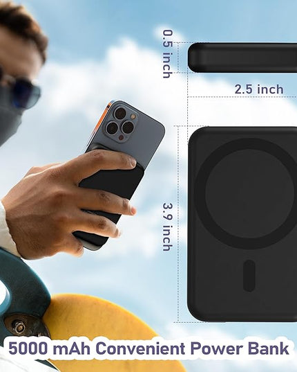 3 in 1 Wireless Charging Station: 5000mAh Removable Power Bank Charger Stand for Phone/Watch/Air Pods - Portable Magnetic Battery Pack for Air 17 16 15 14 13 12 Series