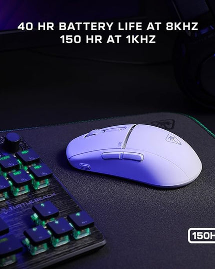 Turtle Beach Burst II Pro Wireless Esports Gaming Mouse, 8000 Polling, 57g Ultra Lightweight, 150-Hr Rechargeable Battery, Optical Switches, 30000 DPI Optical Sensor, 8 Inputs, Bluetooth – White