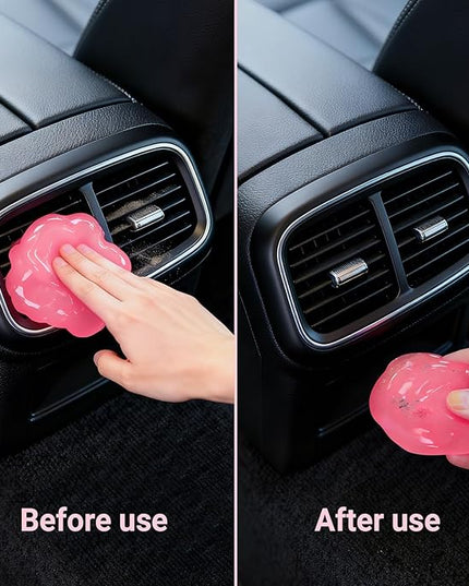 2 Pack Car Cleaning Gel Reusable Auto Slime Cleaner,Rose Scent Dust Cleaning Gel Keyboard Slime for Car Interior Air Vent Cleaner, Auto Detailing kit Tools Accessories,Gifts for Men Women,200g,Pink