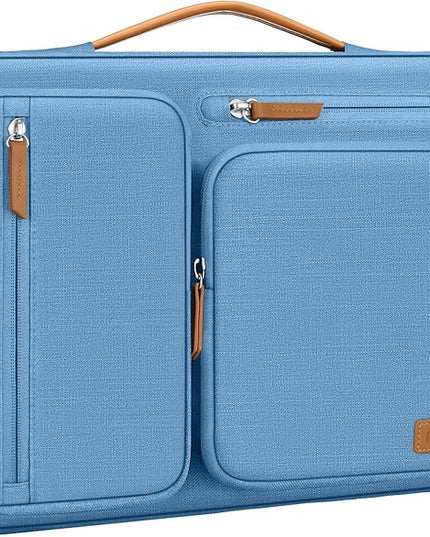 MOSISO 360 Protective Laptop Case 13.3 inch, 13-13.3 inch Laptop Sleeve Compatible with MacBook Air/Pro 13 / Pro 14,HP Dell Acer ASUS,Side Open Carrying Case with 4 Zipper Pockets&Handle, Sky Blue