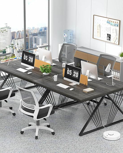 FOLUBAN Modern Home Office Desk, Rustic Wood and Metal Computer Desk, Writing Study Gaming Table PC Desks for Living Room Bedroom, Industrial Dark Gray, 53 inch