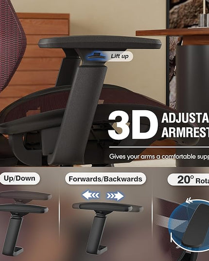 ELABEST T96 Mesh Office Chair,Ergonomic Computer Desk Chair,Sturdy Task Chair- Adjustable Lumbar Support & Armrests,Tilt Function,Comfort Wide Seat,Swivel Home Office Chair
