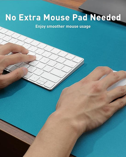 Aothia Leather Desk Pad Protector, Mouse Pad, Office Desk Mat, Non-Slip PU Leather Desk Blotter, Laptop Desk Pad, Waterproof Desk Writing Pad for Office and Home (Turquoise,36" x 17")