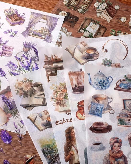 Auguro Scrapbook Reading Stickers 20 Sheets 240 Pre-Cut Washi Stickers for Journaling PET Transparent Book Sticker Decorative or DIY Paper Crafts, Arts and Crafting Projects