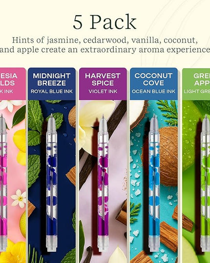 Lifelines Scented Lava Gel Pen Set, 5-Pack (Brights) - 0.5mm Colored Gel Pens Infused with Scented Essential Oil Blends & Mesmerizing Lava - School Supplies for College Kids & Adults