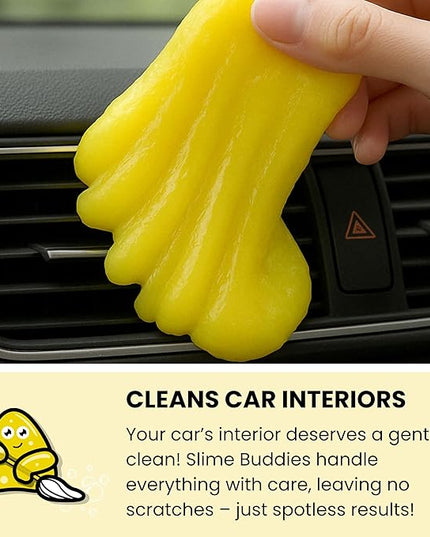 Slime Buddies Car Cleaning Gel Putty - 6 Pack Lemon Scented Interior Detailing Tool for Cup Holder, Air Vent & Keyboard - Reusable Auto Detailing Accessories - Dust Remover Goop - Gifts for Men Women