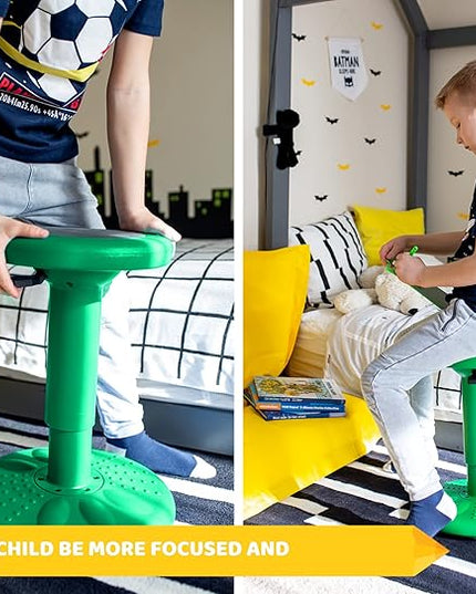 Studico ActiveChairs Adjustable Wobble Stool, Flexible Classroom Seating, Improves Focus, Posture and Helps ADHD/ADD, Sensory Chair, Active Fidget Chairs Adjusts from 16.65" to 23.75" Ages 13-18 Gree