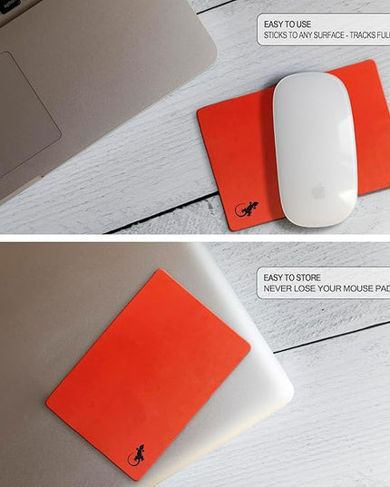 Mouse Pad Adhesive Bottom - Sticks to Any Surface - Portable - Webcam Covers and Screen Cleaner Included (Red)