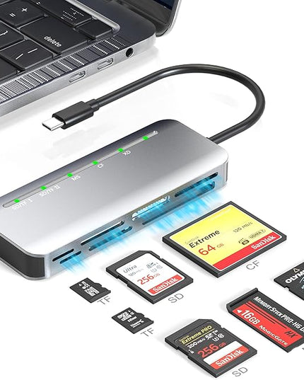 Memory Stick Pro Duo Card Reader, 7 in1 Memory Stick Pro Duo Adapter USB C for SD/TF/CF/XD/MS, Multi Card Reader for Camera, Game Trail Camera, Phone, Tablet, Laptop, Android
