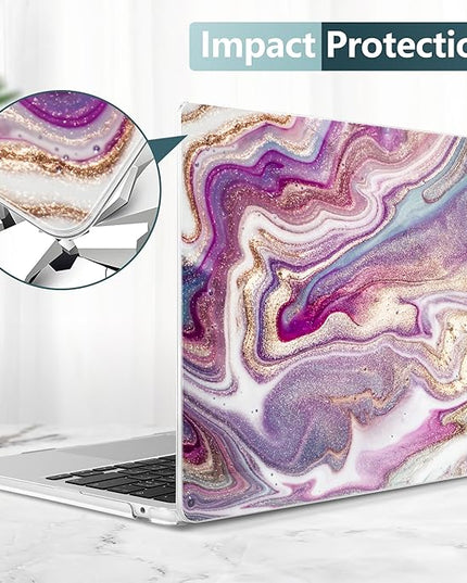 DONGKE for M4 MacBook Air 13.6 Inch Case 2025 2024 2023 2022 Model A3240 A3113 A2681 M3 M2 Chip, Plastic Hard Shell Case Cover with Touch ID for MacBook Air 13 Inch M4 - Marbling Art