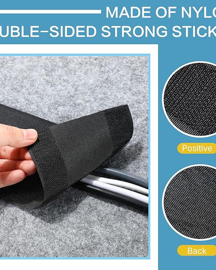 WILLBOND Carpet Cord Cover Cable Protector Floor Cover Cable Protector Management Only for Commercial Office Carpet(295.28 ft,Black)