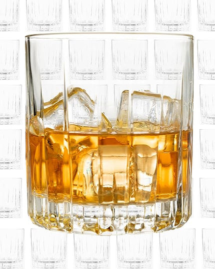 LEMONSODA Double Rock Old Fashioned Whiskey Glasses - Set of 36 Cocktail Glasses (12 fl. oz.) (Lines) [2067] (Set of 36)