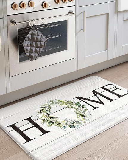 KIMODE Anti Fatigue Kitchen Mat for Floor 20"x32", Farmhouse Kitchen Rug, Cushioned Non Slip Kitchen Mats for Floor, Comfort Farmhouse Kitchen Floor Mat for Sink Laundry Desk White