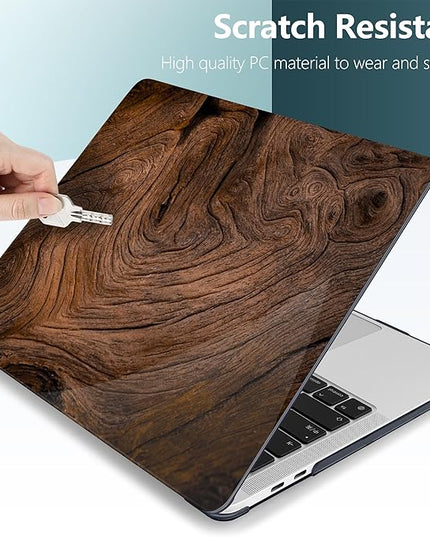 DONGKE Compatible with MacBook Pro 13 inch Case 2024 2023-2020 Release A2338 M2/M1 A2251 A2289 with Retina Display & Touch ID, Plastic Hard Shell & Keyboard Cover & Screen Film - Wood Grain