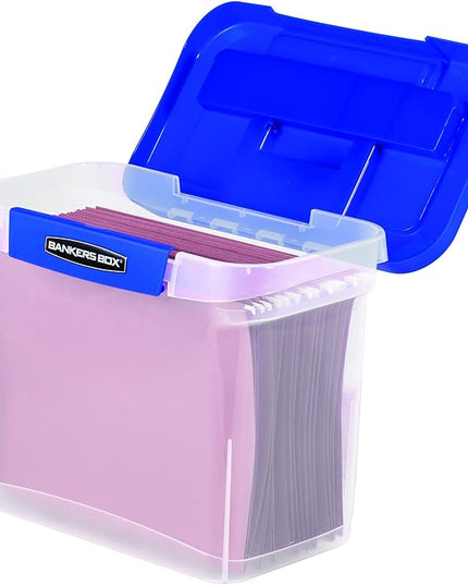 Bankers Box Heavy Duty Portable Plastic File Box with Hanging Rails, Letter, 1 Pack (0086304)