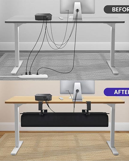 Under Desk Cable Management Tray Storage with Clamp for Wire Management Cord Organizer No Drill 28.3" for Office Home
