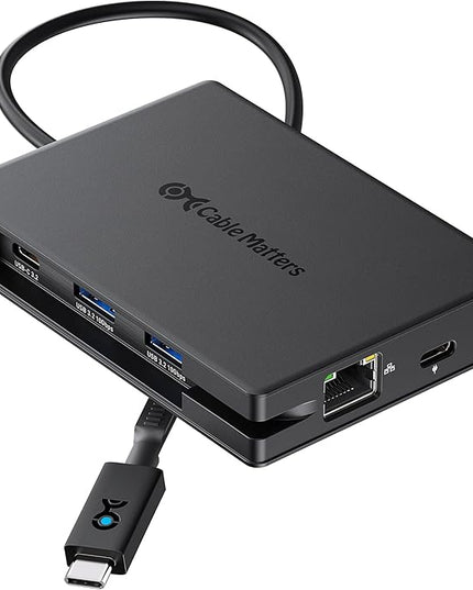 Cable Matters 8-in-1 USB C Hub Multiport Adapter with Dual 4K@60Hz HDMI, 140W PD Charging, Gigabit Ethernet, 10Gbps Data Transfer: 2X USB-C & 1x USBA 3.2 Ports (Support ONE External Display on MacOS)