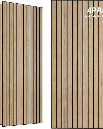 TO-TH Wood-Look Sound Panels, 4 Pack 47.2” x 23.6” Soundproof Wall Panels, Decorative Acoustic Panels,Wood Panels for Wall for Home, Office, Basement, Teak with Mitered Edges