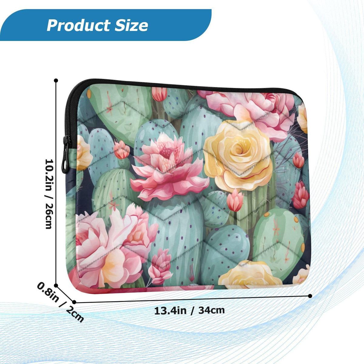 innewgogo Cactus Orange Pink Flower 13-14 Inch Laptop Sleeve Bag for Men Women Durable Protective Computer Carrying Cover with Waterproof Fabric Laptop Carrying Case for Most Tablet Portable Monitors