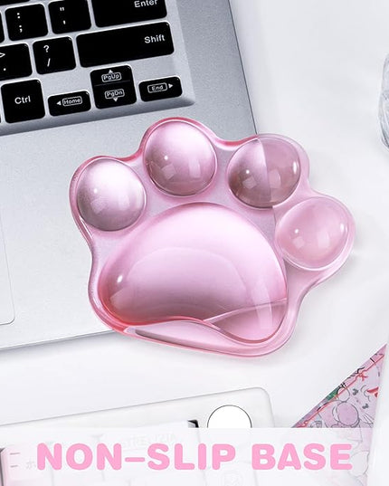 Ergonomic Pink Cat Paw Silicone Wrist Rest Pad for Mouse, Computer Mouse Wrist Support for Arm Pain Relief, Pink Cat Paw Hand Wrist Cushion for Home and Office Working Gaming Anti-Fatigu