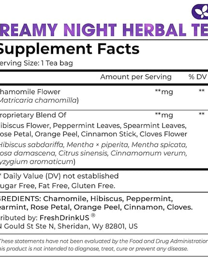 Refreshing Mint Herbal 60 Tea Bags – Special Blend Of Spearmint and Peppermint with Chamomile, and Top Herbal Ingredients for Digestive Comfort & Relaxation, Caffeine-Free, Naturally Sweet, Non GMO