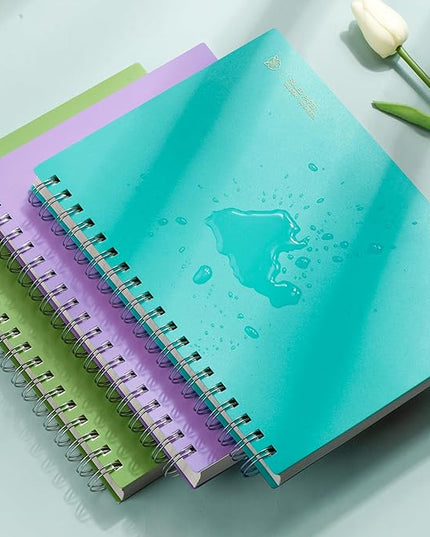 EMSHOI B5 Spiral Notebook Lined Journal, 300 Pages (150 Sheets), College Ruled, 7.48" x 10.15", 100 GSM Thick Paper, Waterproof Hardcover Journal for Office, School, Work - Light Blue