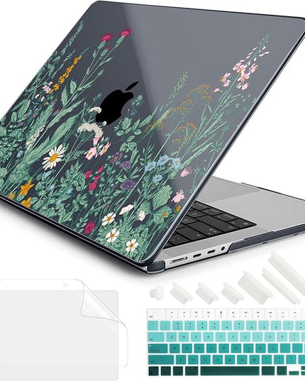 DONGKE Case for M5 MacBook Pro 14 inch 2025 2024-2021 M4 M3 M2 M1, Plastic Hard Shell Cover Compatible with A3434 A3112 A3401 A3185 A2992 A2779 A2442, Retina XDR Display & Touch ID, Garden Florals