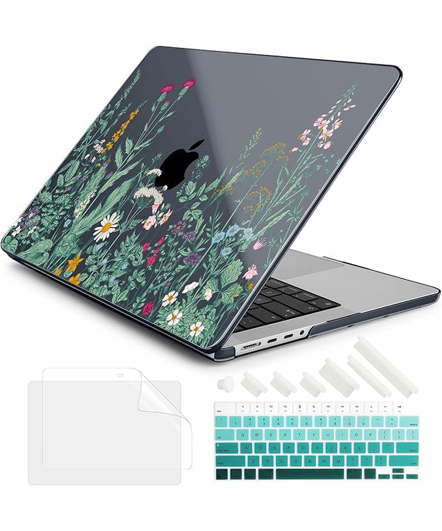 DONGKE Case for M5 MacBook Pro 14 inch 2025 2024-2021 M4 M3 M2 M1, Plastic Hard Shell Cover Compatible with A3434 A3112 A3401 A3185 A2992 A2779 A2442, Retina XDR Display & Touch ID, Garden Florals