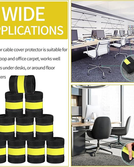WILLBOND Carpet Cord Cover Cable Protector Floor Cover Cable Protector Management Only for Commercial Office Carpet(98.43 ft,Yellow and Black)