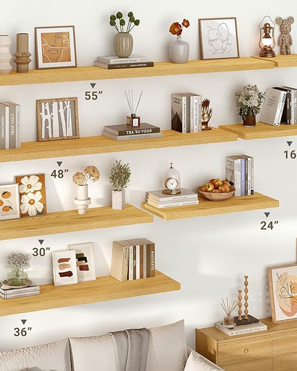 Vivelove 10" Deep Floating Shelves Over Toilet, 10.2" Wall Shelves for Bathroom Bedroom Kitchen Living Room Laundry Room, Modern Rustic Shelves for Home Decor, 10.2"x10.2"x1.5", Set of 2, Oak