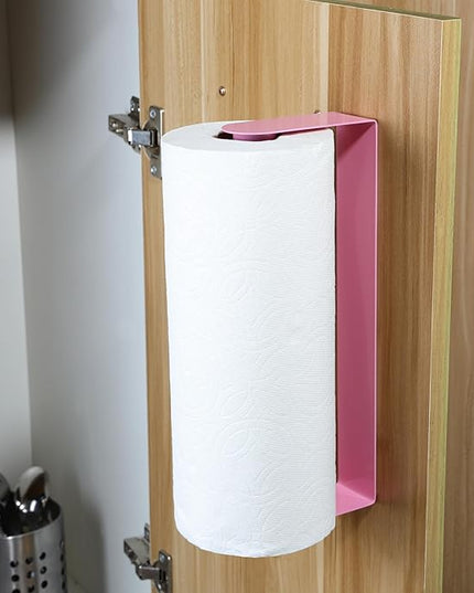 YIGII Paper Towel Holder Under Cabinet, Pink Stainless Steel, Adhesive Wall Mount Roll Rack for Kitchen and Bathroom