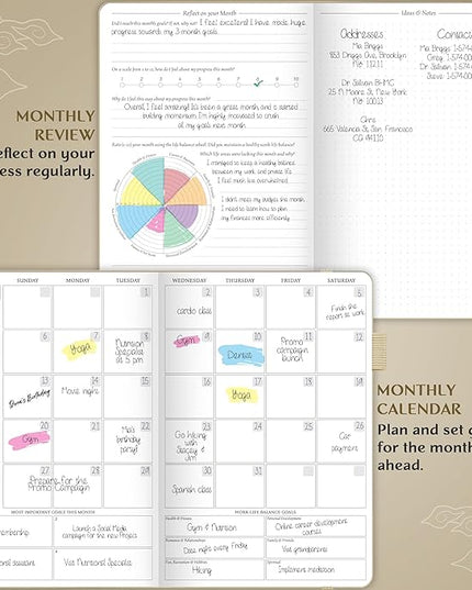 Legend Planner Hourly Schedule Edition – Deluxe Weekly & Daily Organizer with Time Slots. Time Management Appointment Book Journal for Work & Personal Life, Undated, A5 Hardcover – Seashell, Gold Foil