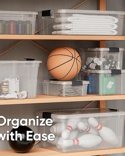 Superio Storage Bins with Lids- 6 Pack, 21 Qt Clear Boxes for Organizing, Stackable Plastic Containers- BPA Free, Non-Toxic, Odor Free, Organizer for Home, Office, Dorm