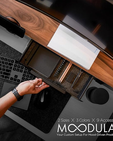 Moodular Add-ons Storage Drawer [Accessory Only - Requires Moodular Wooden Monitor Stand Slide Rails for Use] Black MSA-DR