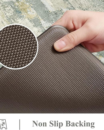Collive Anti Fatigue Kitchen Mats, Grey/Green Abstract Kitchen Rugs Sets of 2 Non Slip Waterproof Standing Mat, Cushioned Comfort Desk Rug for Home Office, Sink, Laundry, 17"x29"+17"x47"