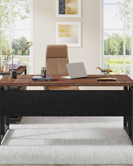 Tribesigns Office Desk with Drawers Sets, 63 inches L Shaped Computer Desk with Mobile File Cabinet,Big Executive Desk for Home Office Furniture Sets (Dark Brown, 63-inch)