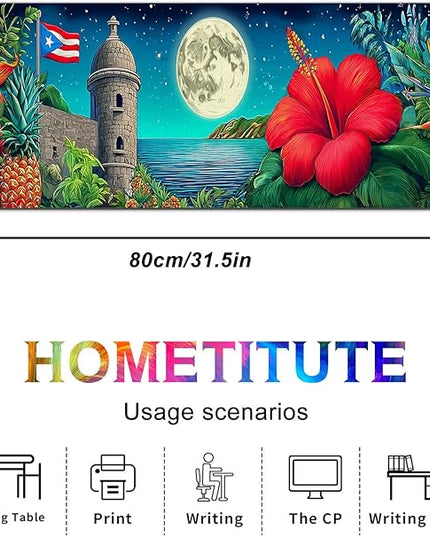 Large Mouse Pad Gaming Mousepad 31.5 x 11.8 Inch Keyboard Desktop Mat Diatomite XL Mouse Pad for Home and Office Desk Accessories with Tropical Coast Moonlight Floral Artwork